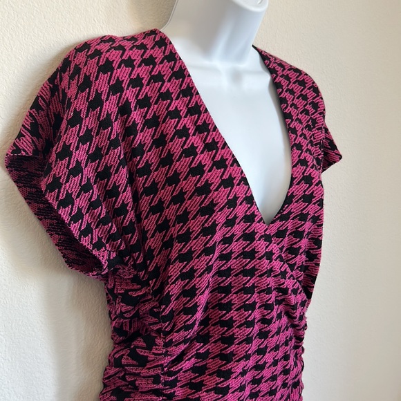 ZARA Ruched Houndstooth Sweater Dress - Picture 2 of 11